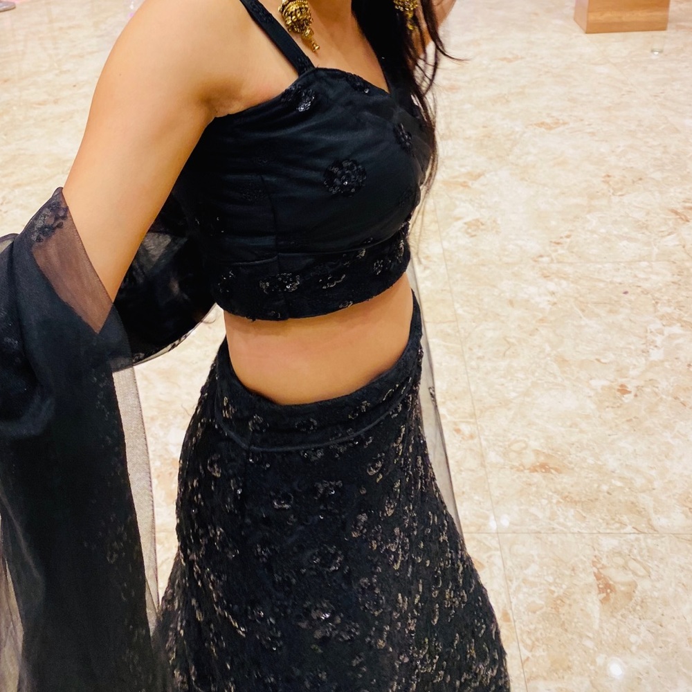 Black sequins ethnic wear lehenga - Picture 12 of 13